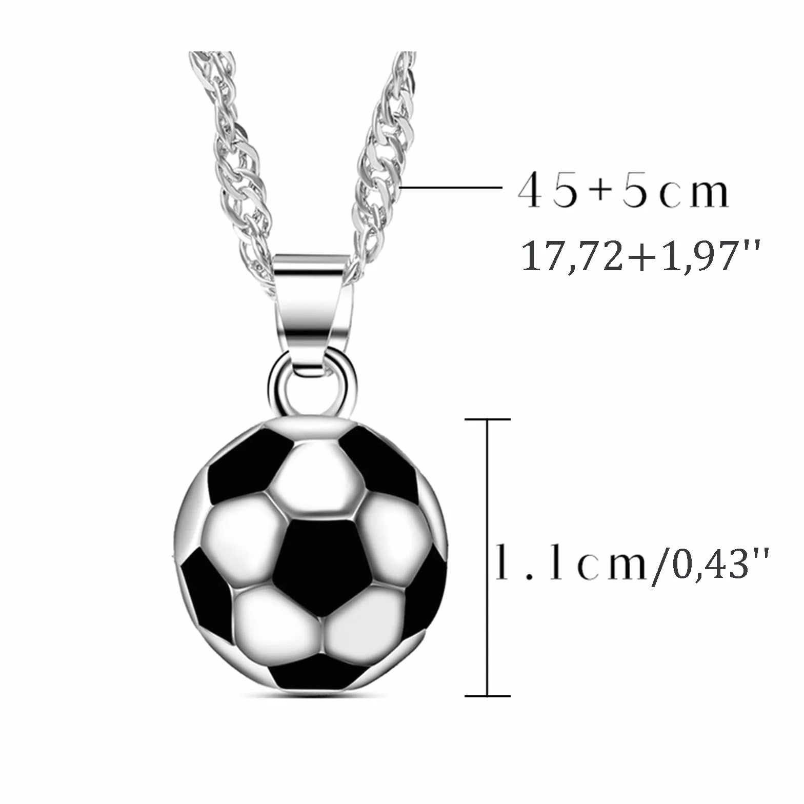 Collier football acier inoxydable 55 cm cadeau Noël unisexe