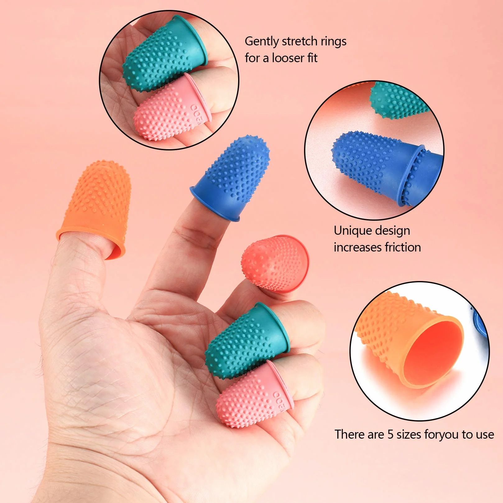 20 Pièces Doigtier en Caoutchouc, Coussins de Doigts Réutilisable pour Jeux de Sport