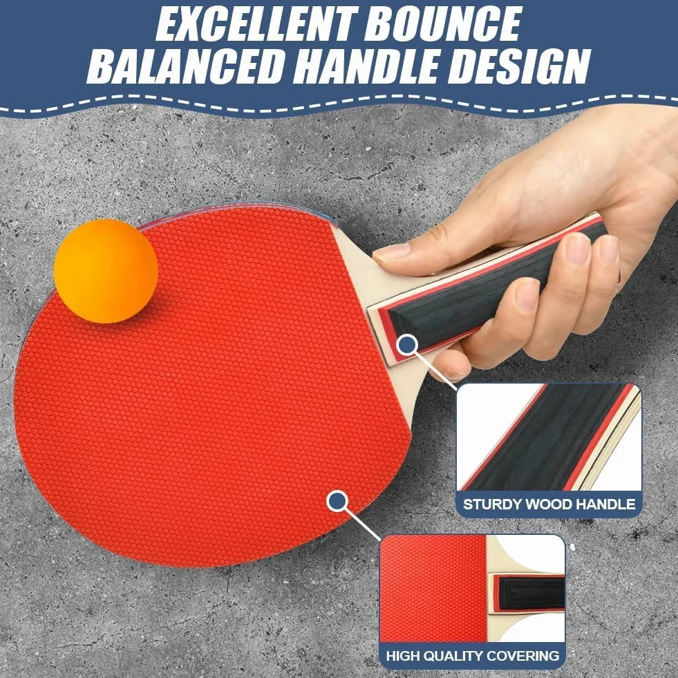 flintronic Set de Tennis de Table Portable, Kit de Ping Pong avec Raquettes et Balles, Sac de Transport