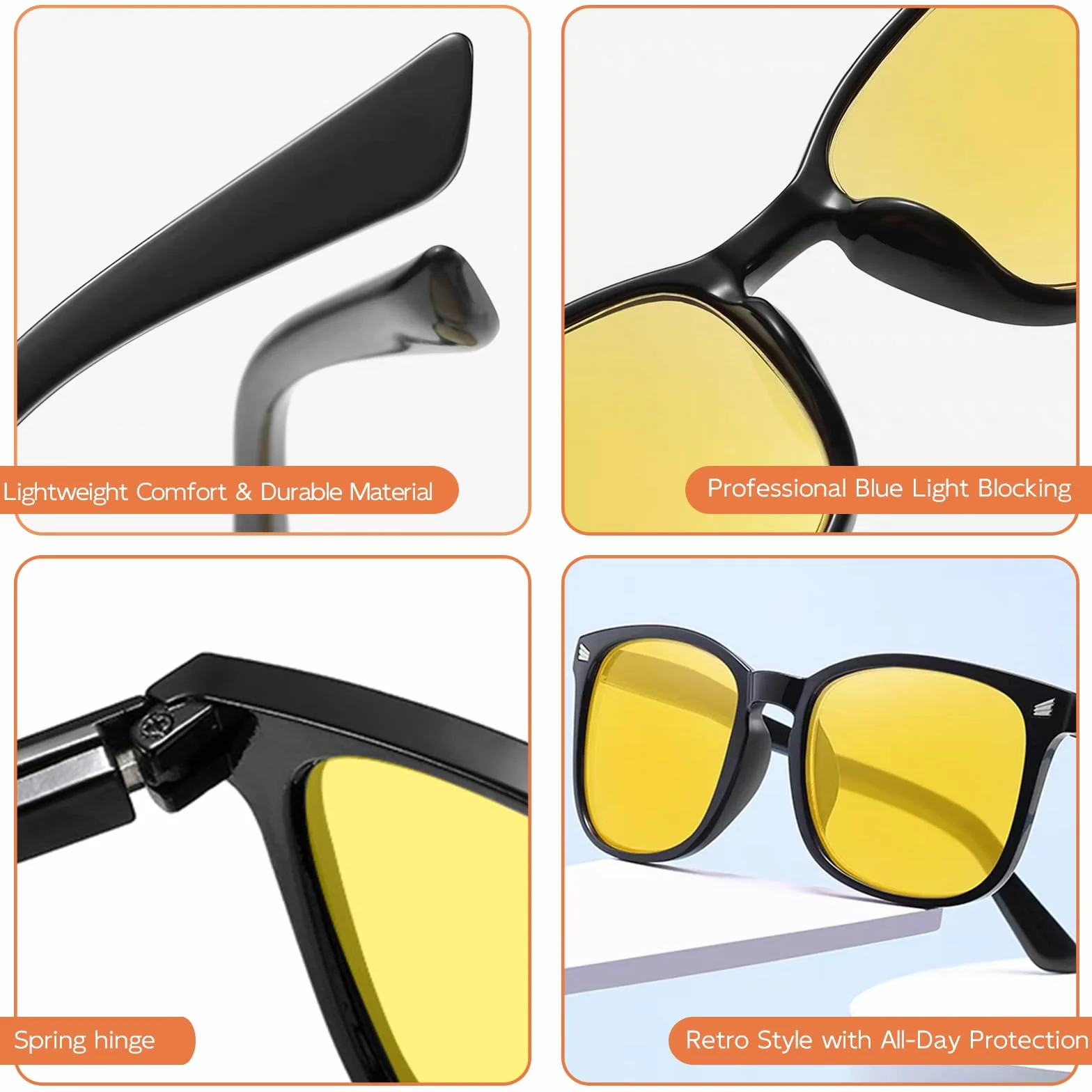 Lunettes de Conduite Nocturne Polarisées Anti-éblouissement Verres Jaunes Protection UV400