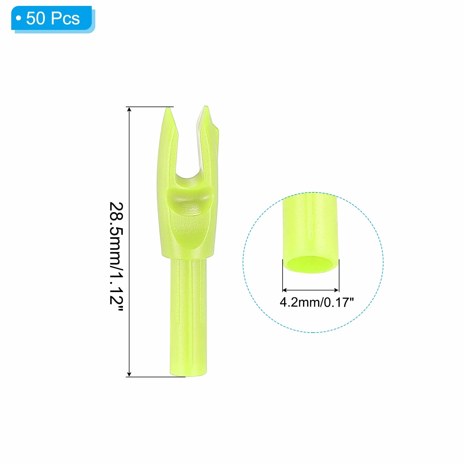 PATIKIL Encoches de Flèche d'Archerie 4,2 mm 50 Pièces Insert Arrow Nock pour Flèches de Chasse Arc Composé Recurve, Jaune