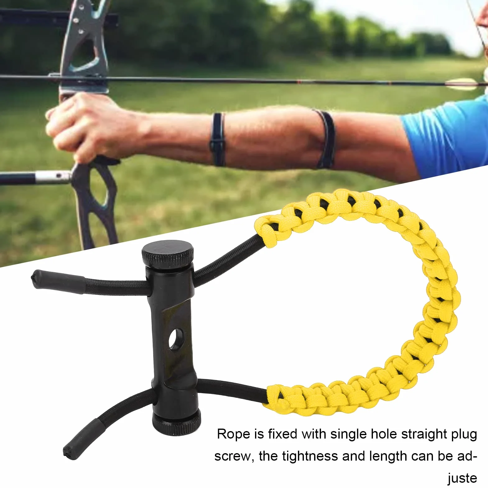 Élingues de Poignet d'Arc à Poulies Réglable, Corde de Dragonne Durable pour Tir à l'Arc (Jaune)