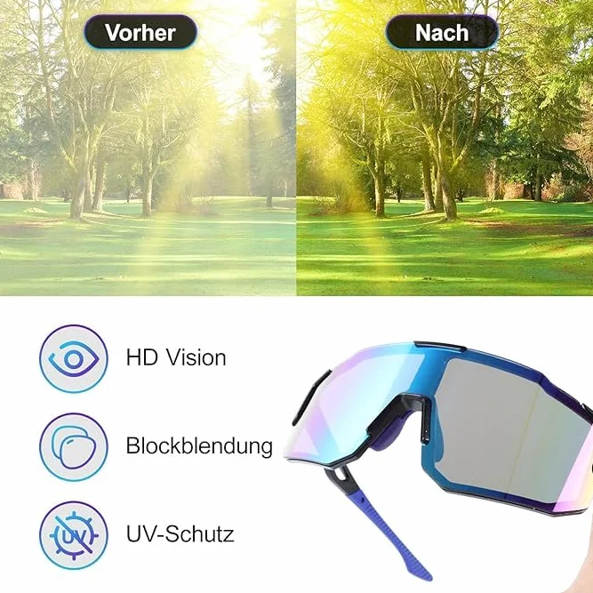 Lunette de Vitesse UV400 Homme Femme Cyclisme Course Pêche Bleu Orange