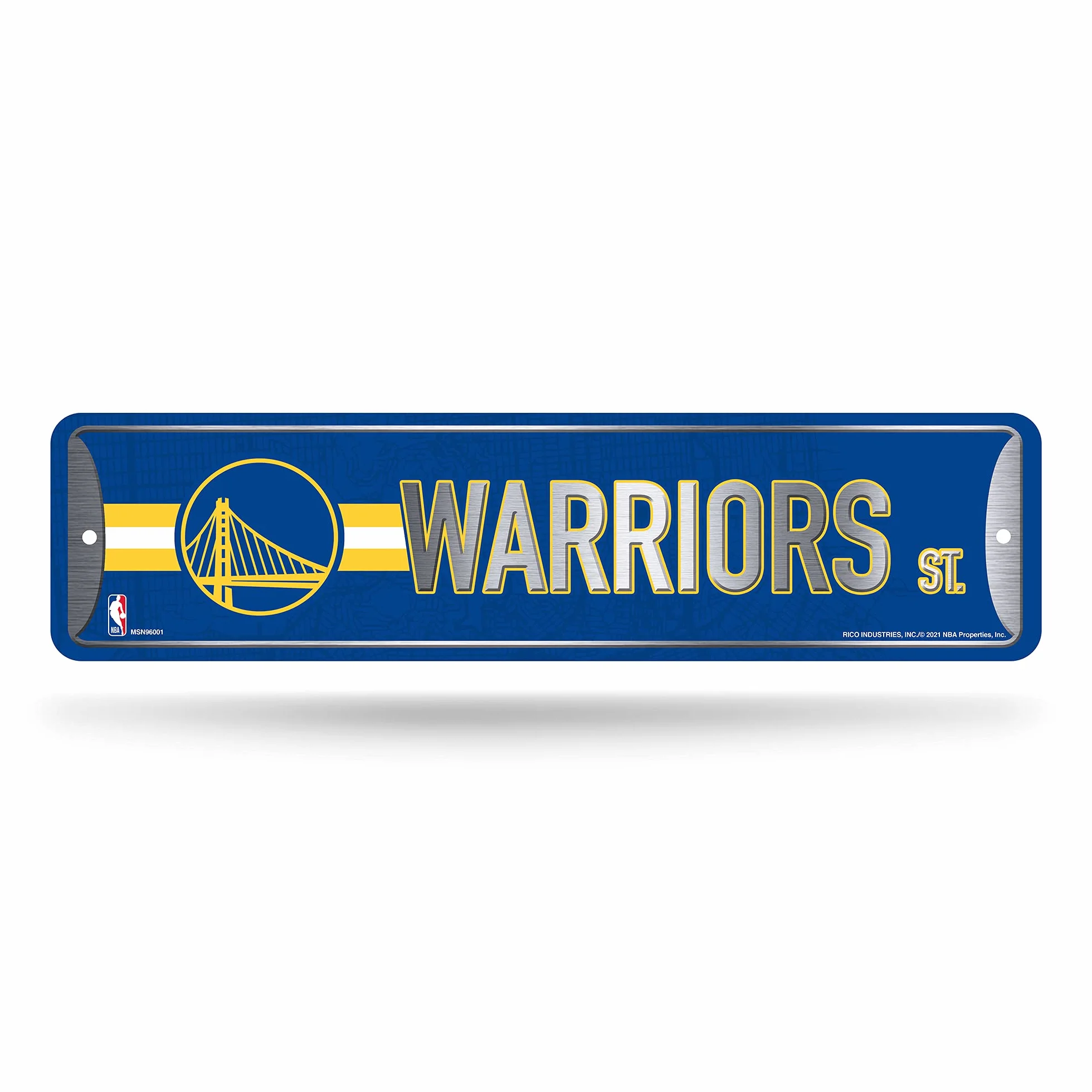 Rico Industries Panneau de rue NBA Golden State Warriors 10,2 x 38,1 cm Décoration murale métal