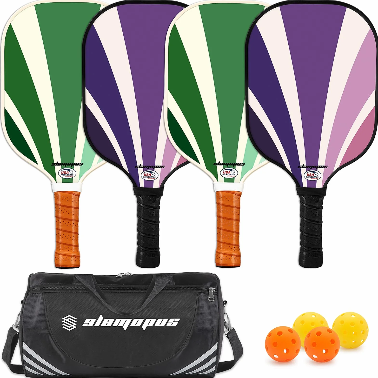 Raquettes de Pickleball Set de 2 Approuvées USAPA Graphite Fibre de Verre pour Débutants avec Prise Ergonomique