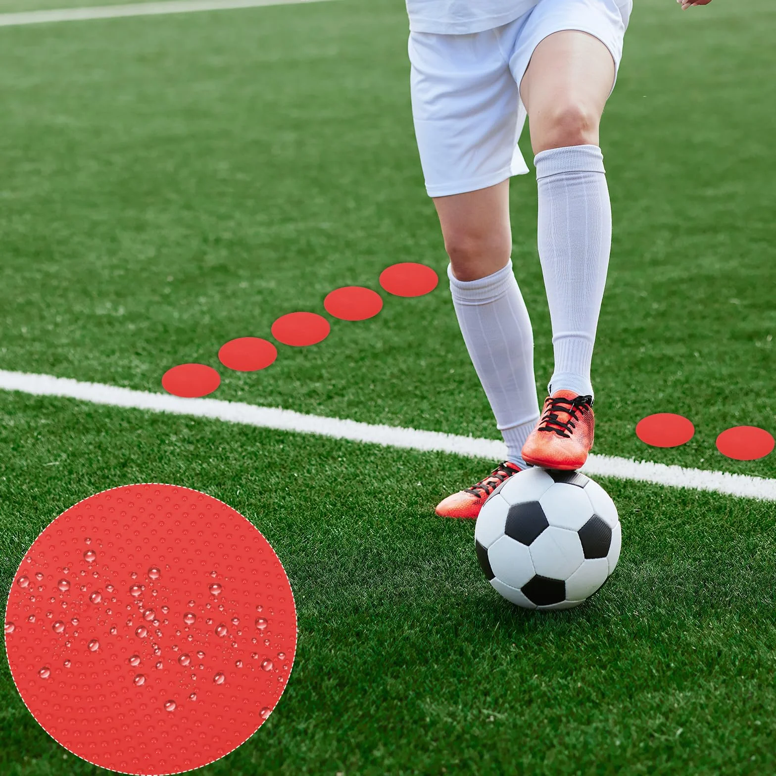 PATIKIL Marqueurs de Repérage 4 Pouces, 12 Pièces Points de Sol Antidérapants Cônes Plats Poly Dots pour Entraînement de Vitesse, Rouge