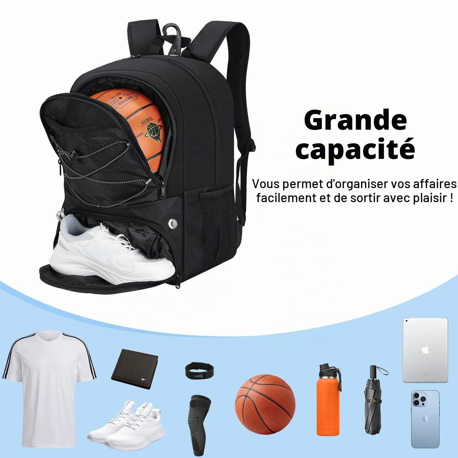 MoKo Sac à Dos Basket-Ball Football avec Compartiments séparés