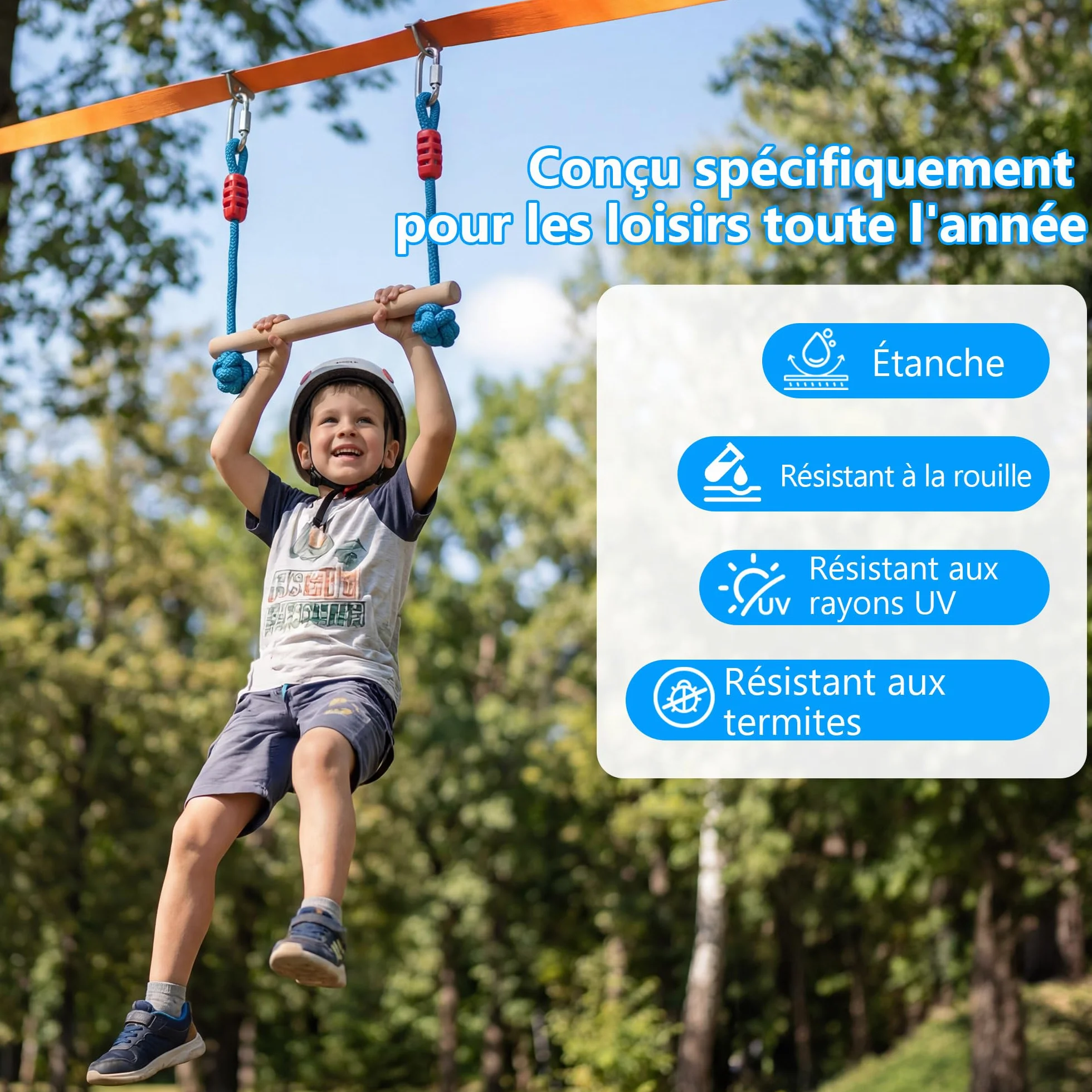 Slackline Kit pour Enfants 15M Ninja Parcours d'obstacles avec Échelles et Accessoires