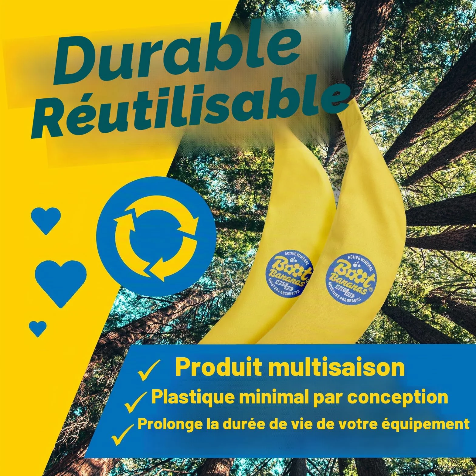 Absorbeurs d'humidité Boot Bananas pour chaussures de ski snowboard vélo moto golf