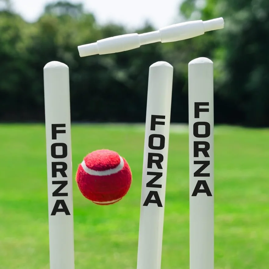 FORZA Ensemble de cricket en bois - Batte de cricket en saule du Cachemire, balle de tennis, kit complet de cricket de jardin junior avec souches, cautions et sac de transport robuste