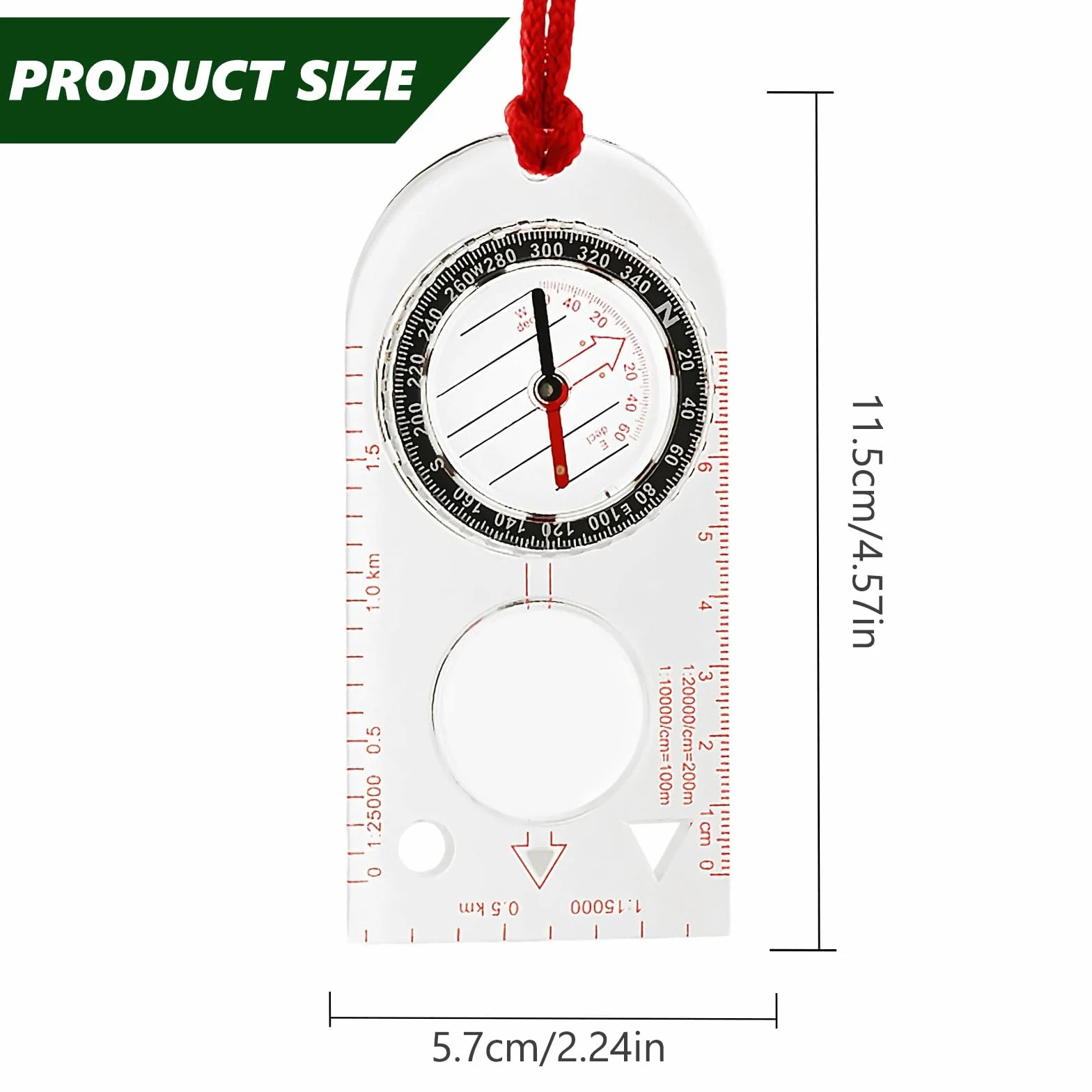 Boussole de Navigation Transparente Compas d'Orientation avec Déclinaison Réglable pour Randonnée Camping Sport Plein air