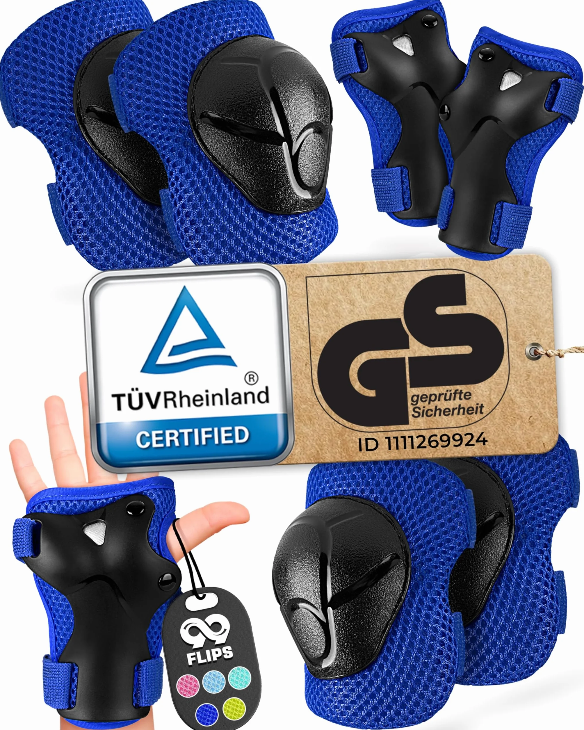 99FLIPS Protection Roller Enfant Genouillère Inline Skate - équipement de Protection Skateboard protecteurs genouillère Enfant, coudiere protecteurs Set de Protection Flash