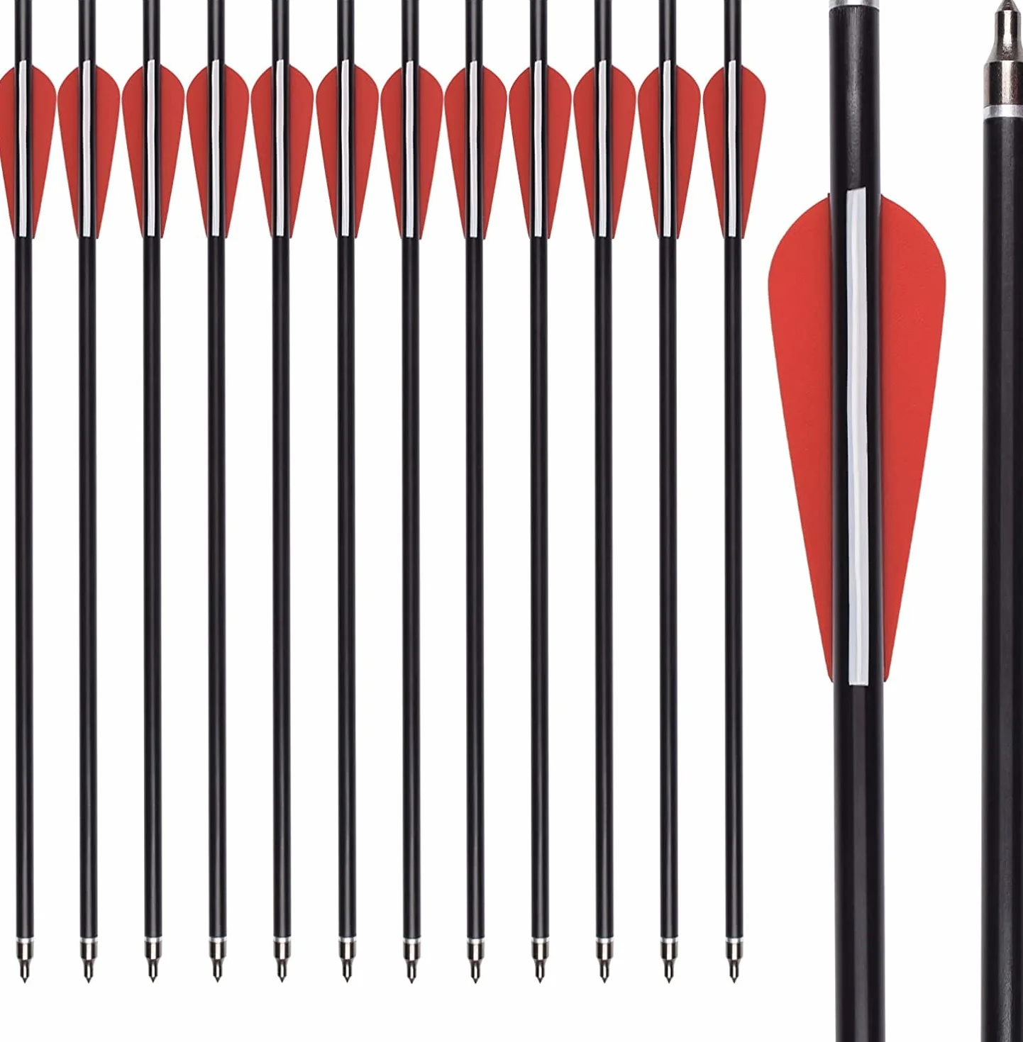 Arbalète boulons flèches Fibre de Verre 12" 14" 16" Chasse tir à l'arc Cible avec 100 Pointes de flèche
