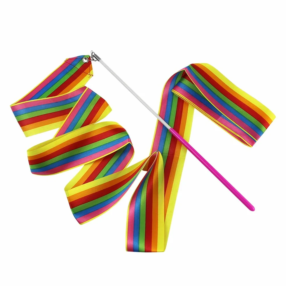 10 Pièces 2 Mètres Rubans de Gymnastique Rythmiques pour Enfants, Danse Baton Tournoyant, 10 Couleurs