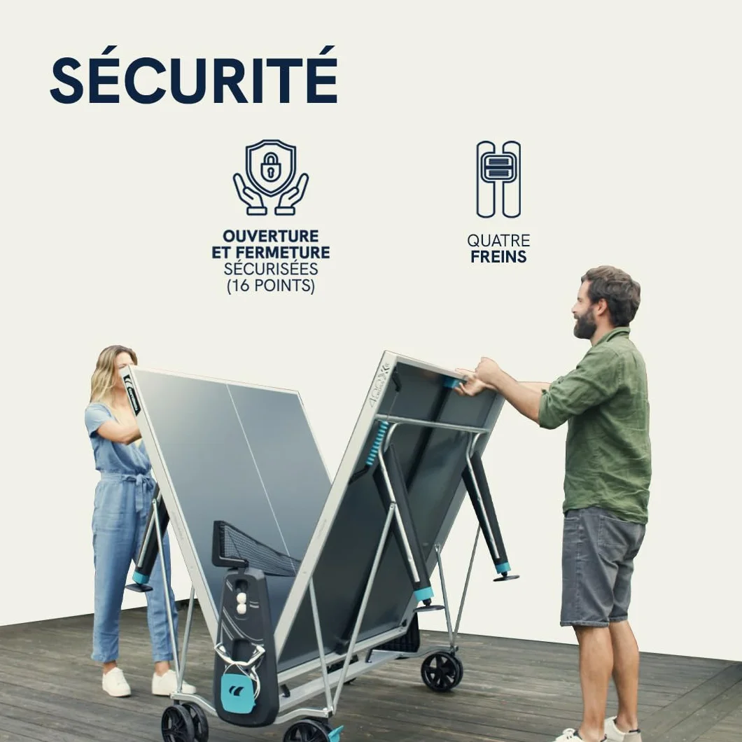 Cornilleau Table de ping-pong d'extérieur 400X Outdoor Agrément FFTT Panneau Gris Bleu 5mm