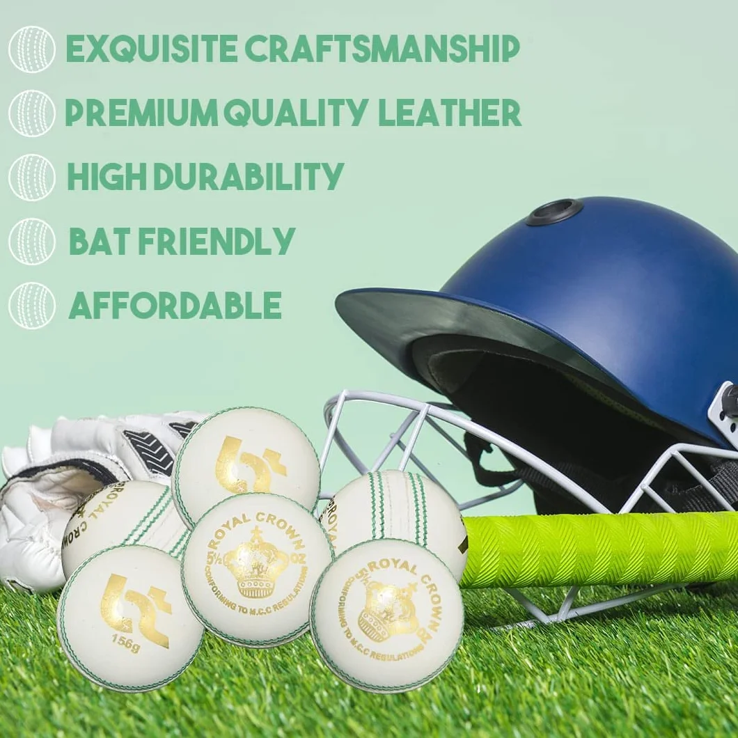 Balles de cricket en cuir véritable 156 g Lot de 6