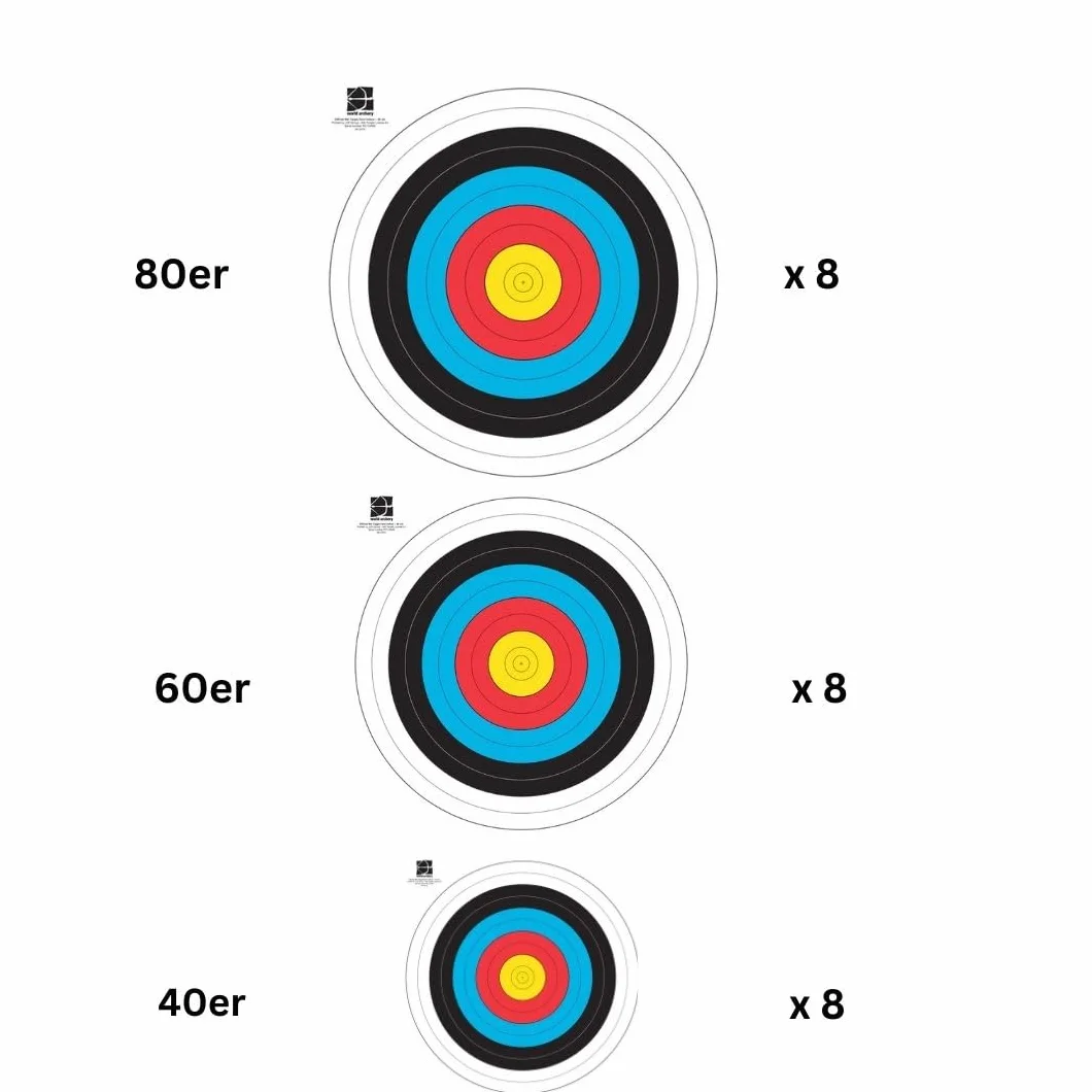 YAK Archery Lot de 8 cibles de tir à l'arc 3 tailles 80 60 40 avec clous résistant aux intempéries