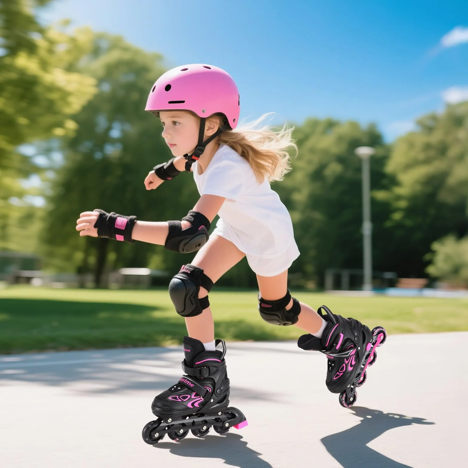 Patins à roulettes réglables Enfant Fille 3-9 Ans avec lumières pour débutants
