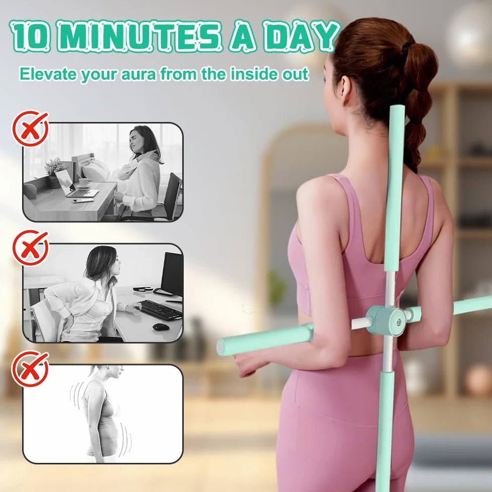 Barre de Yoga 360° Rotation Bâton Pilates pour Correction de Posture et Étirements