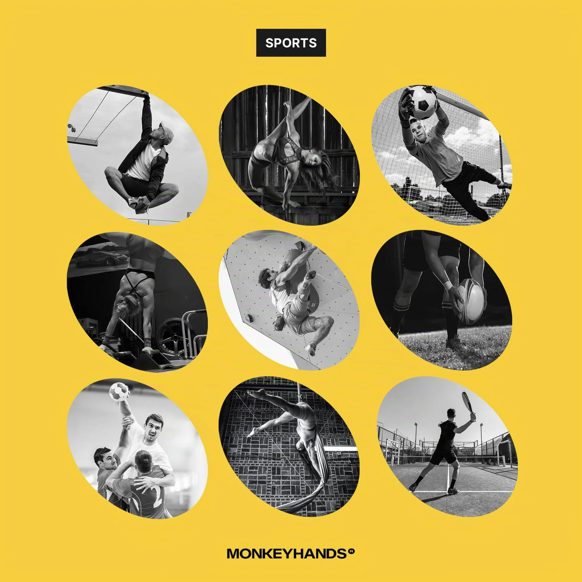 Monkey Hands Gel Grip Magnésite liquide innovante 3 niveaux pour pole dance, calisthenics, bagues, poids, gymnastique