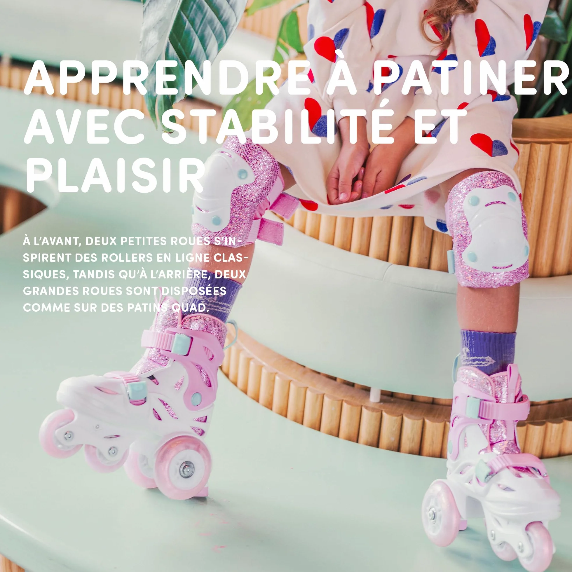 Cariboo Patins à roulettes pour Enfants Ajustables Débutants Set avec Protège-Genoux Coudières Protège-Poignets Ballerina