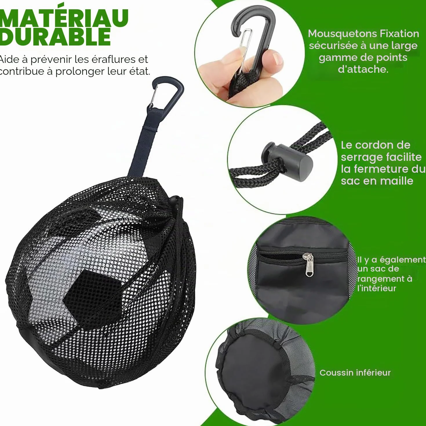 Sac de basket-ball avec cordon de serrage filet de basket-ball football tennis volley-ball
