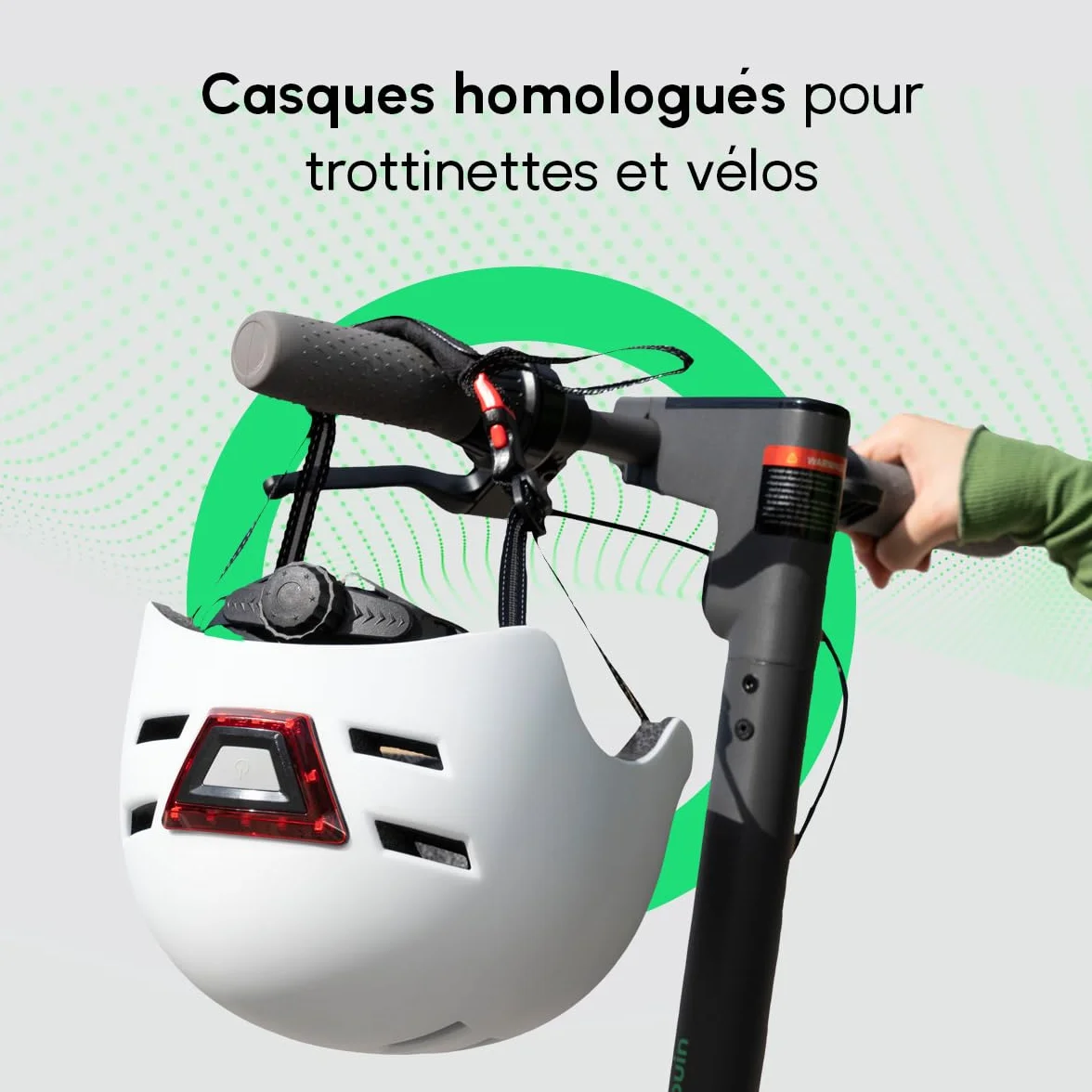 Youin Casque Homologué LED Avant Arrière pour Trotinette Vélo Protection Visibilité Taille L 55-62 cm