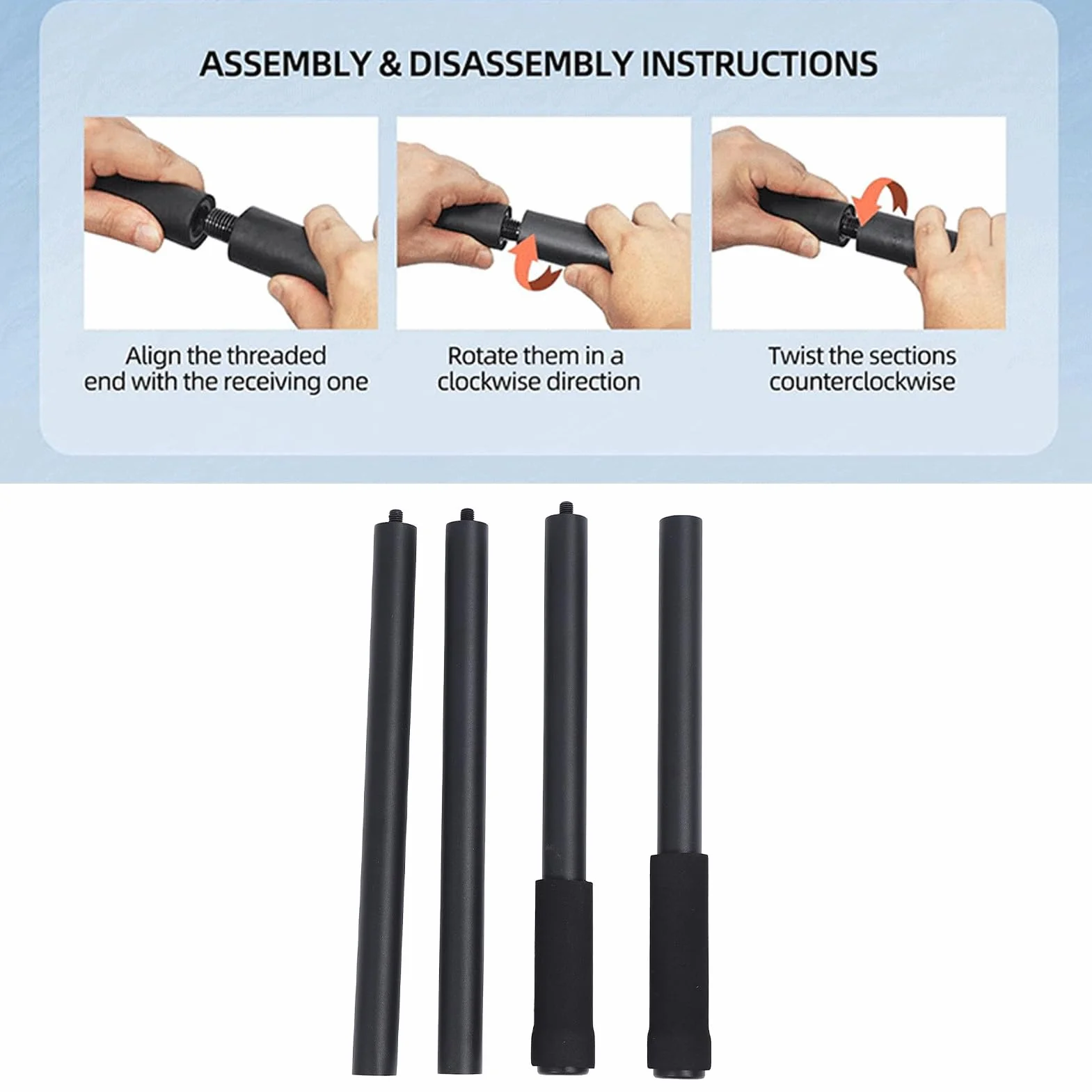 Jeu de Bâton d'étirement 4pces en Acier Yoga Stick Portable