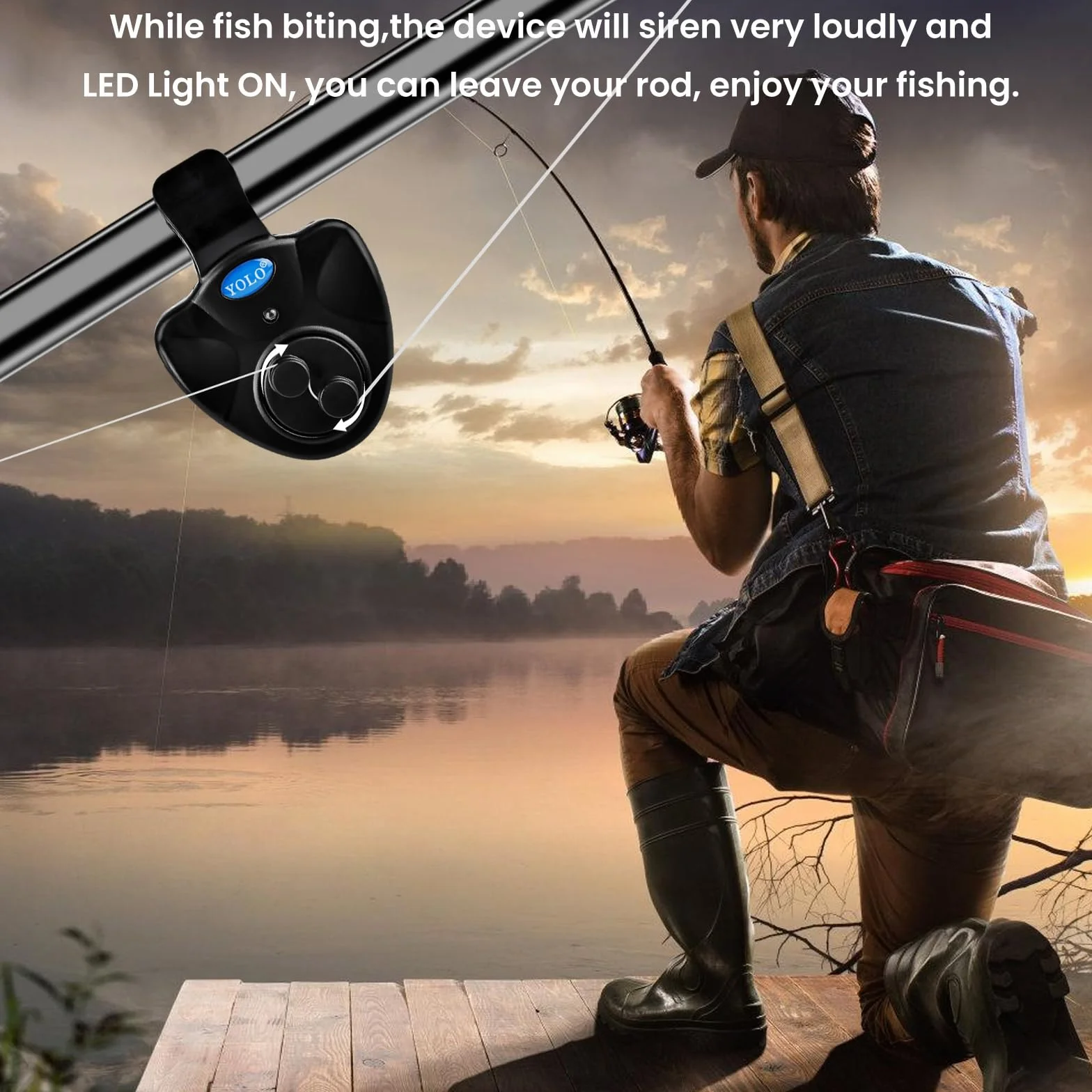 Détecteurs de touche électroniques pour la pêche Lot de 4 avec indicateur LED et vibration sensible