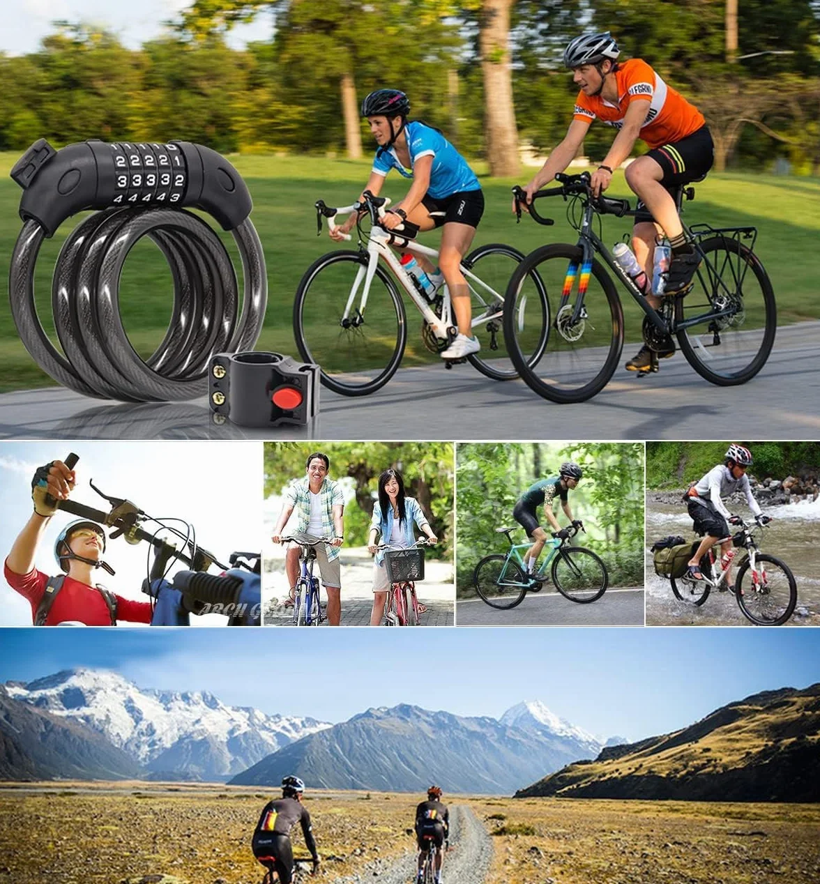 Antivol Velo REHKITTZ 120 cm 12 mm Code Numerique 5 Chiffres Support Vélo