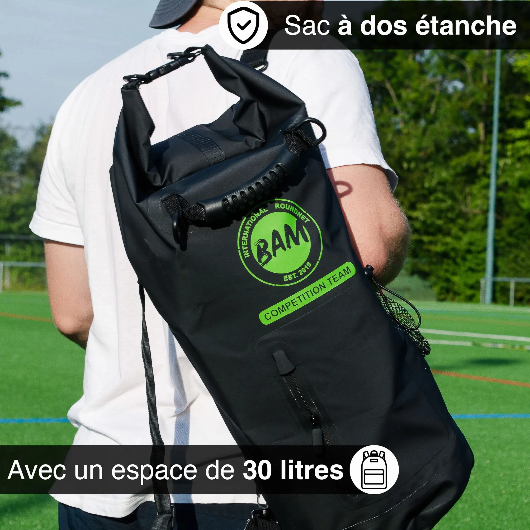 Roundnet Pro Set Édition Tournoi – 3 balles, sac étanche, filet amélioré, cadre renforcé, pompe