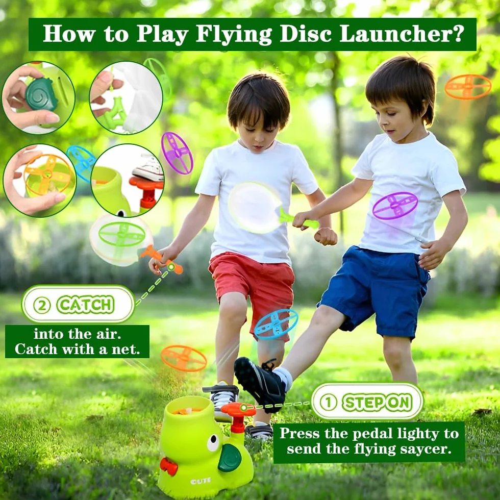 Frisbee Jeux Extérieur Enfants 3-10 Ans Flying Disc Launcher Jouet Jardin