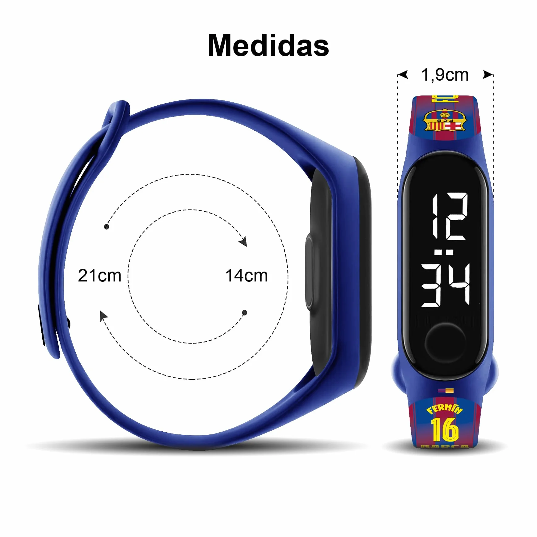 FIT & FUN Bracelet officiel FC Barcelone Montre numérique compatible garçon fille Heure date Piles
