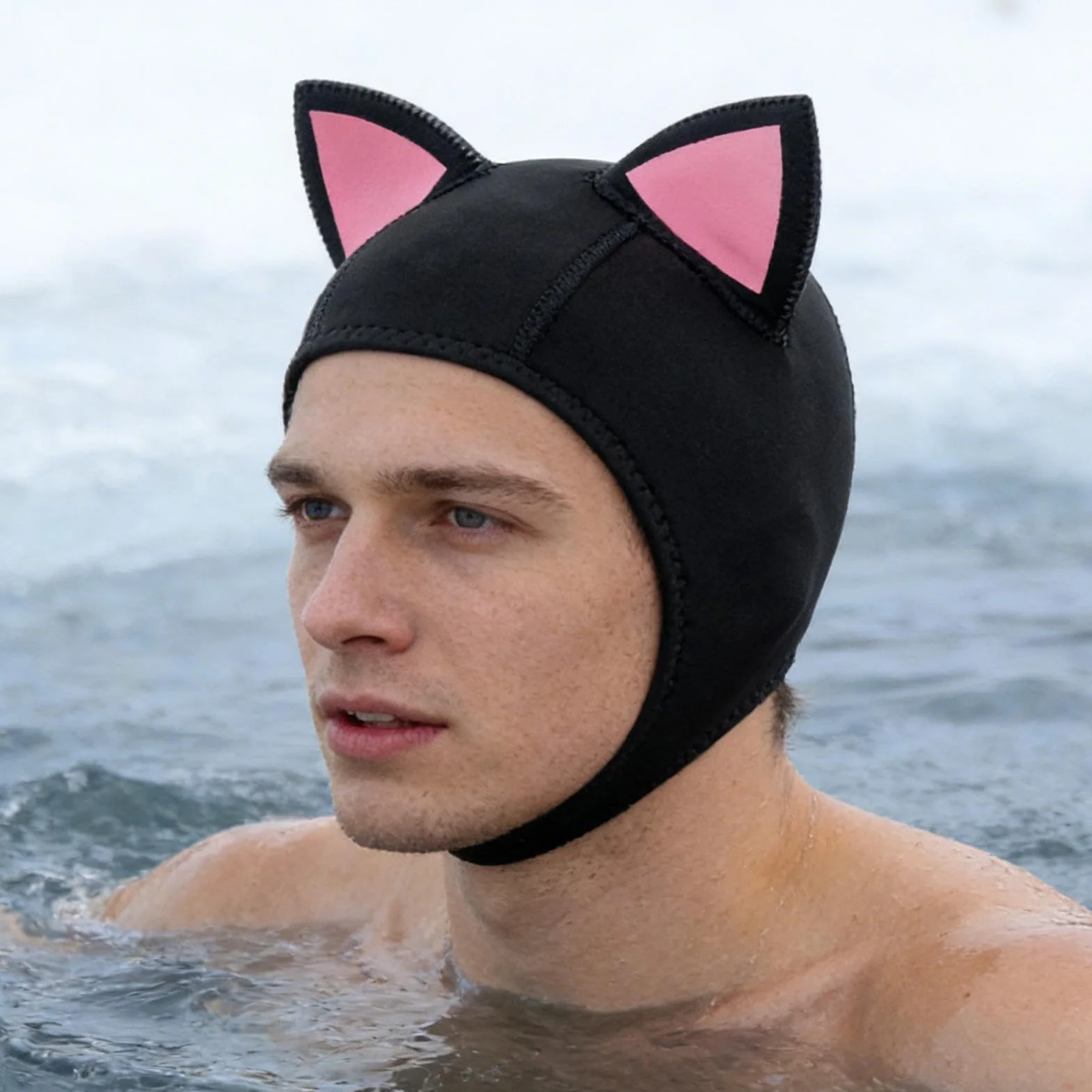 Cagoule plongée néoprène avec oreilles chat pour combinaison thermique homme femme surf apnée évent