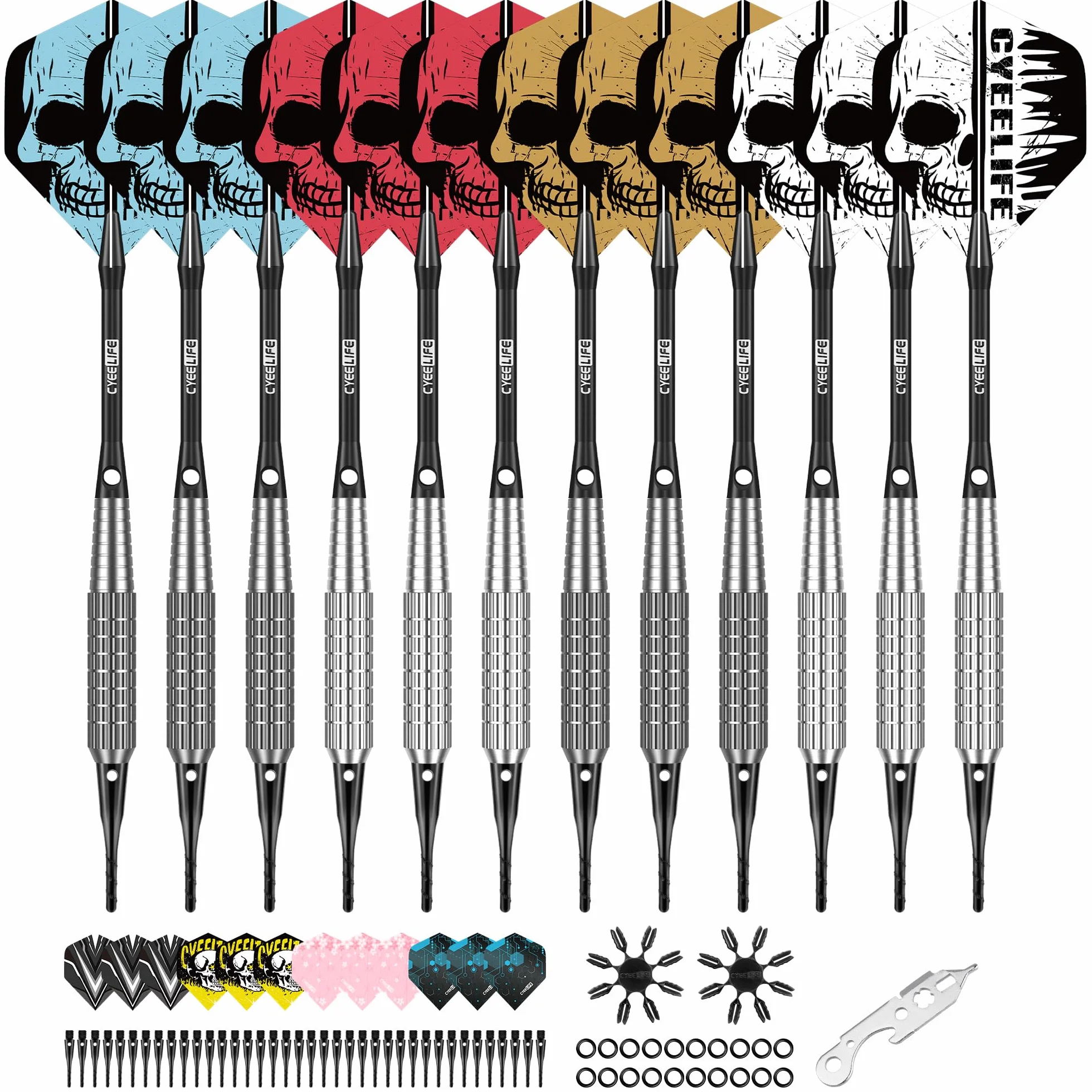 CyeeLife Fléchettes Soft 15/17g Set 12 Pièces pour Cible électronique