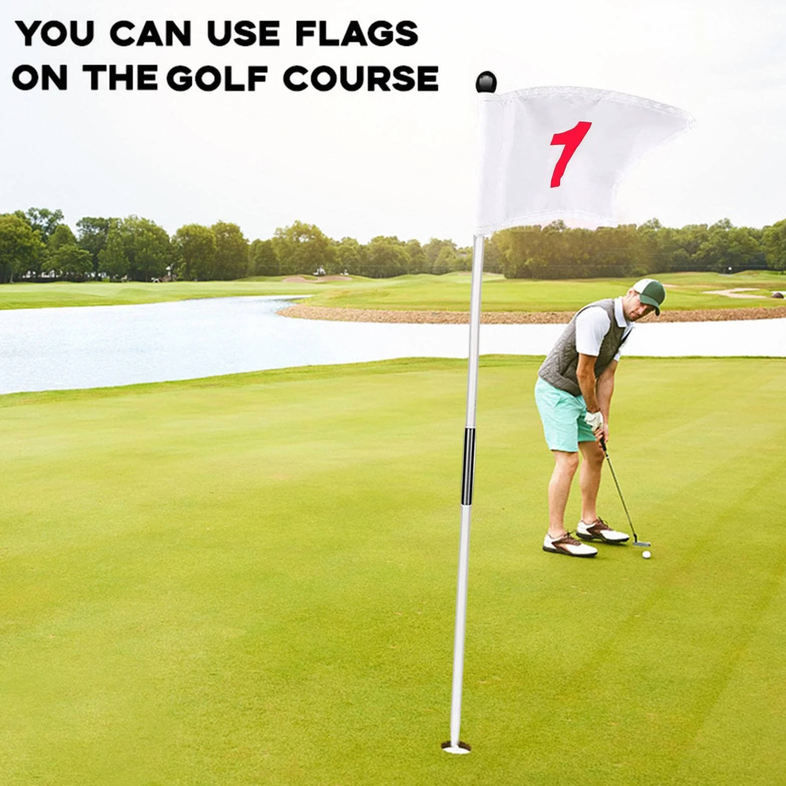 Drapeaux De Golf, Tasse D'entraînement avec Drapeau, Ensemble De Mât De Drapeau Vert Et Coupes À Trous