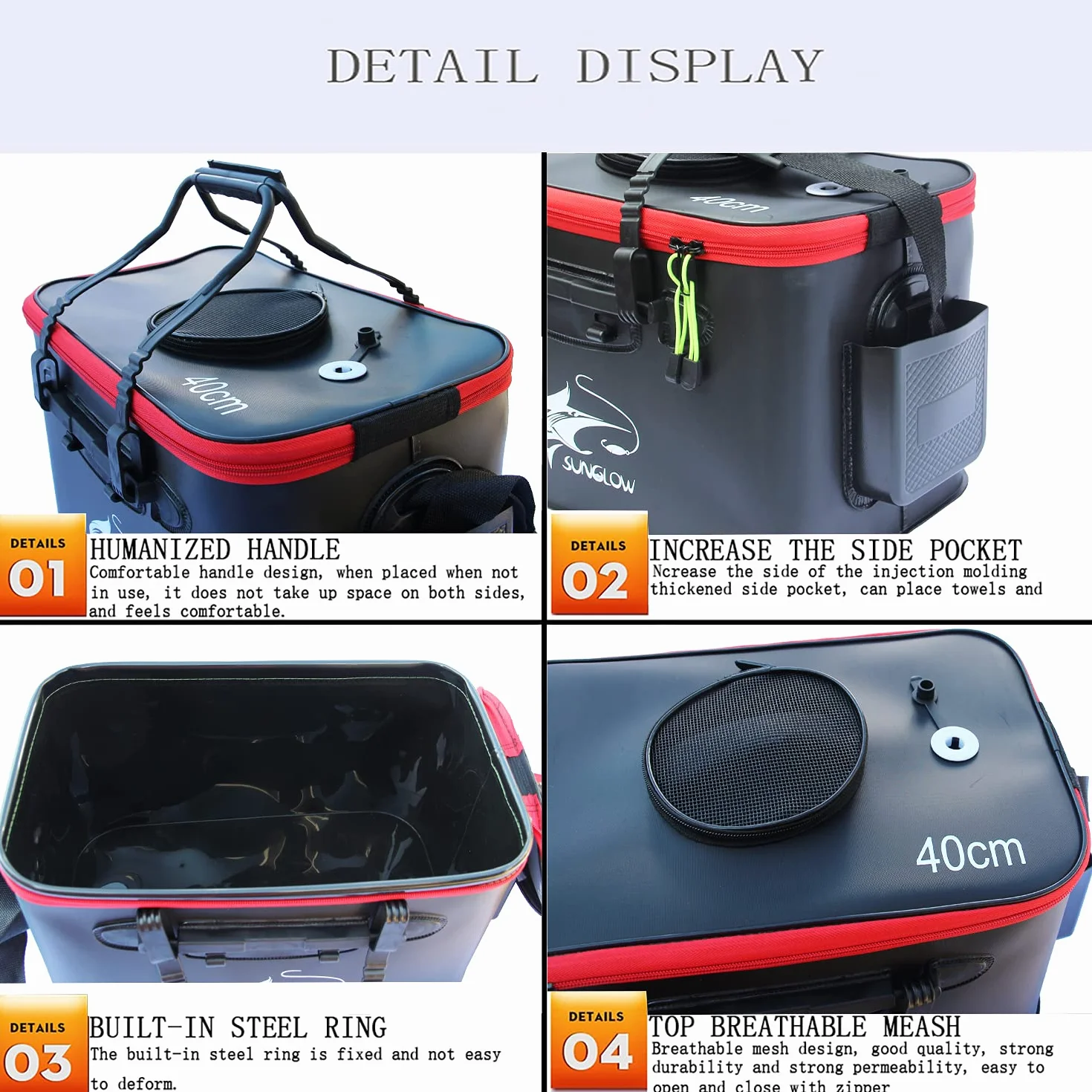 Seau de pêche pliable en EVA pour poisson vivant, sac de protection pour camping extérieur