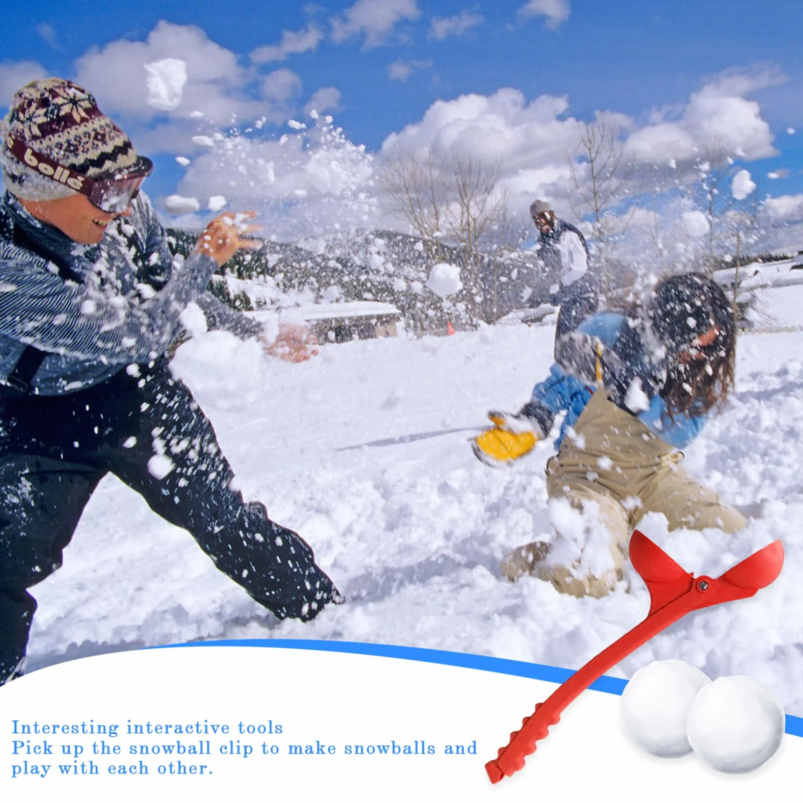 Lanceur de boules de neige portable en plastique rouge pour enfants et adultes
