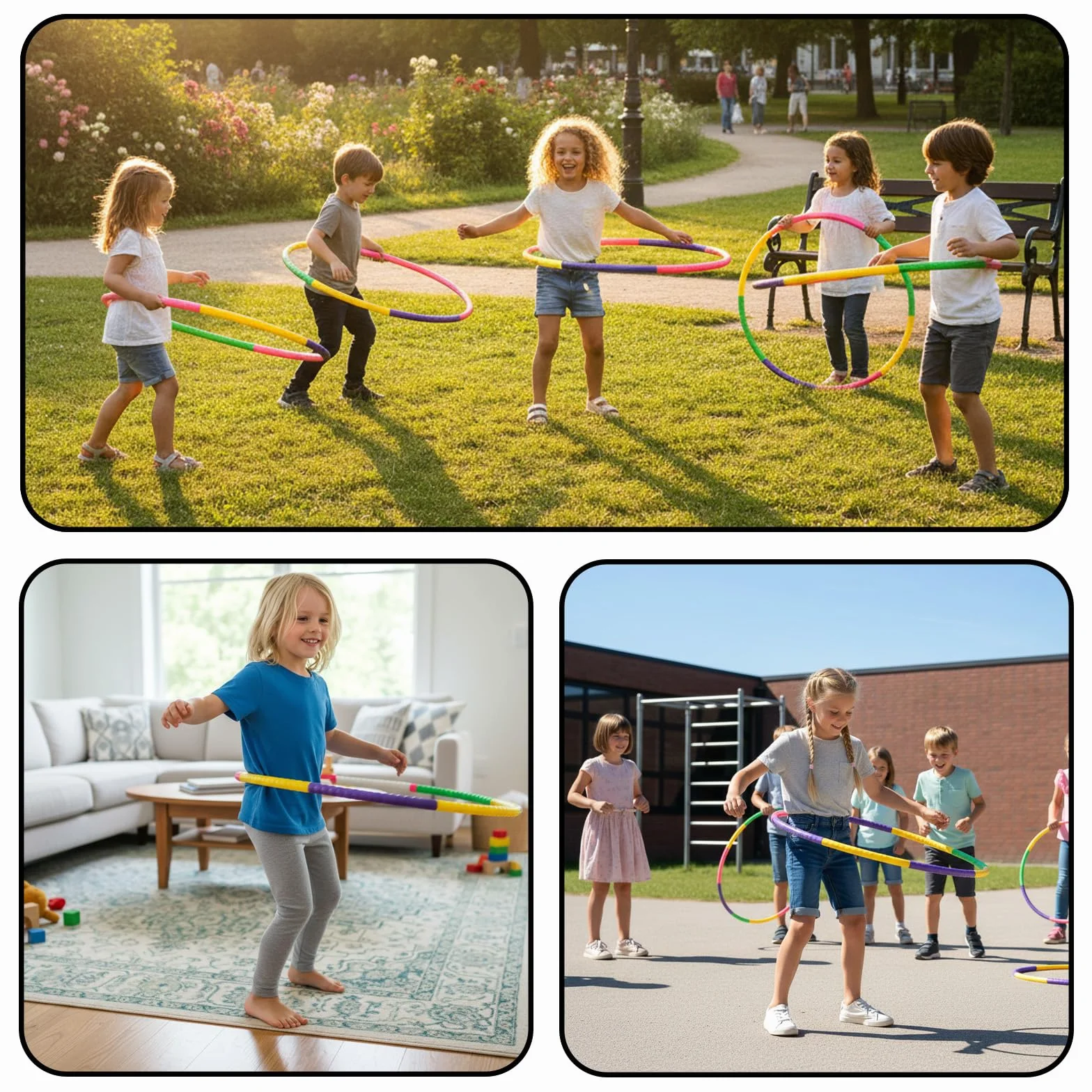 Lot de 2 cerceaux de hula hoop pour enfants 58 cm 8 segments jouet plein air