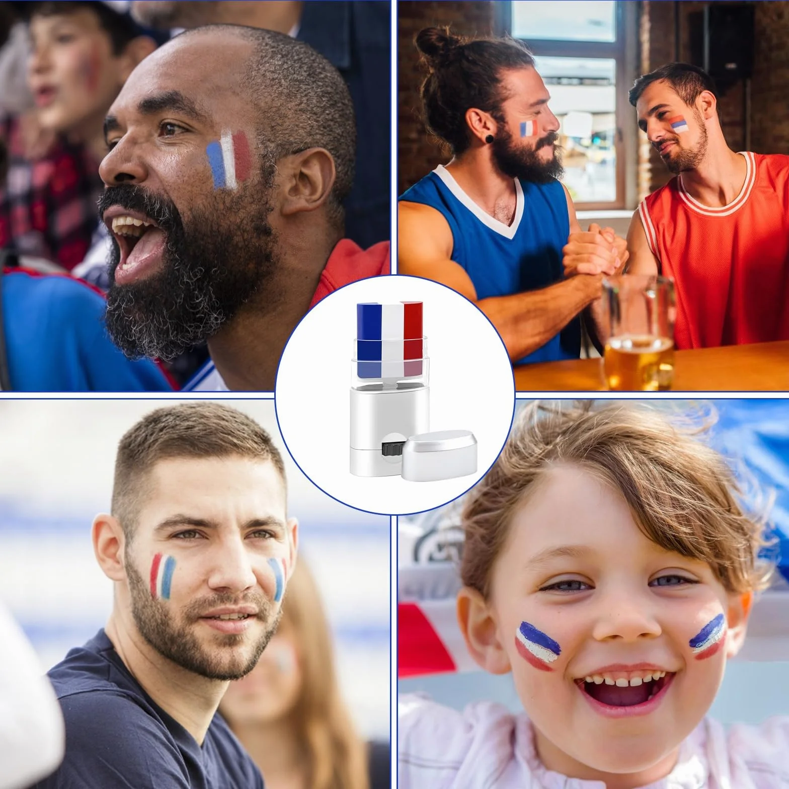 Crayon de Maquillage France Tricolore Bleu Blanc Rouge 3 Pièces