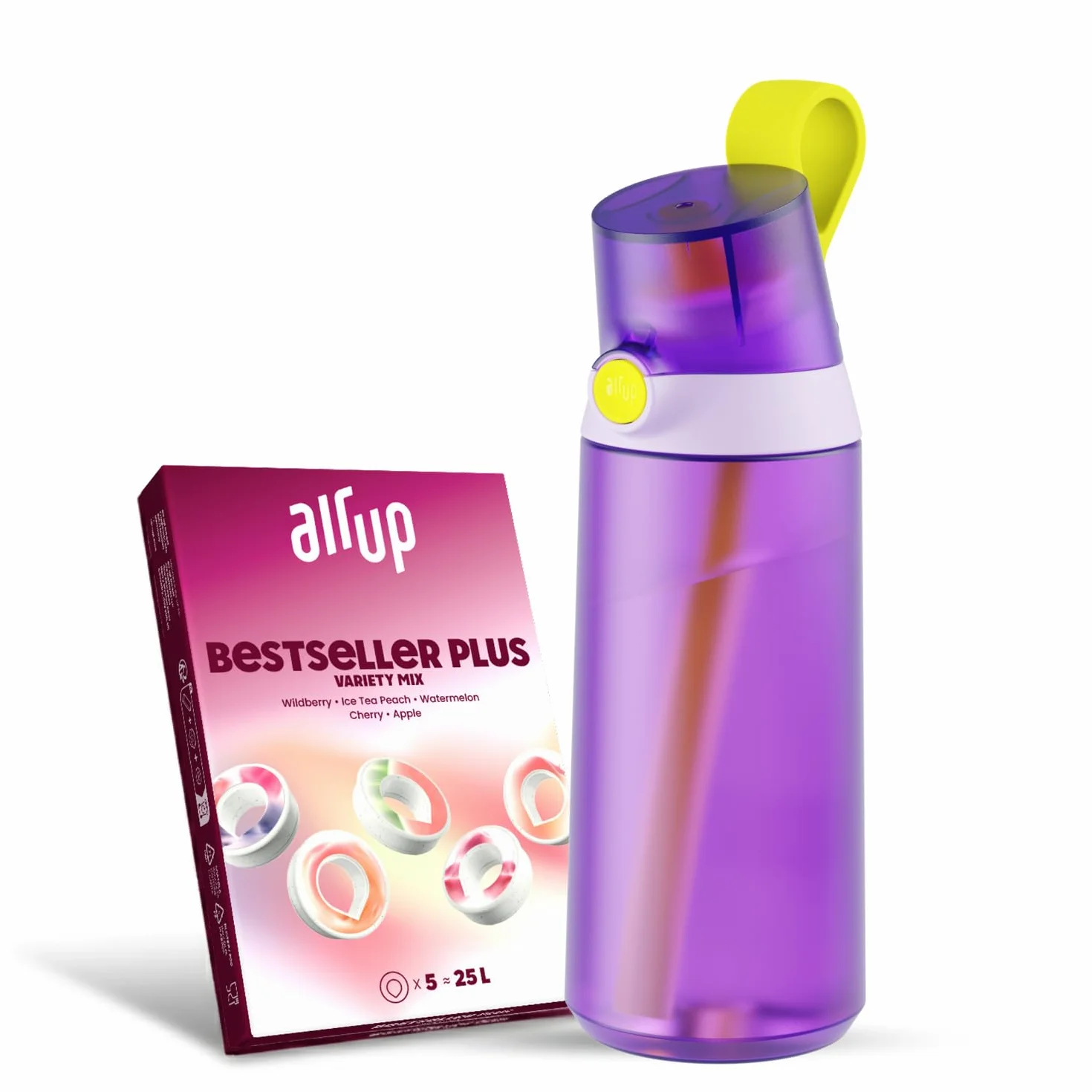 Air Up Gourde Click Squid Purple Pack de démarrage 600 ml sans sucre, passe au lave-vaisselle, sans BPA