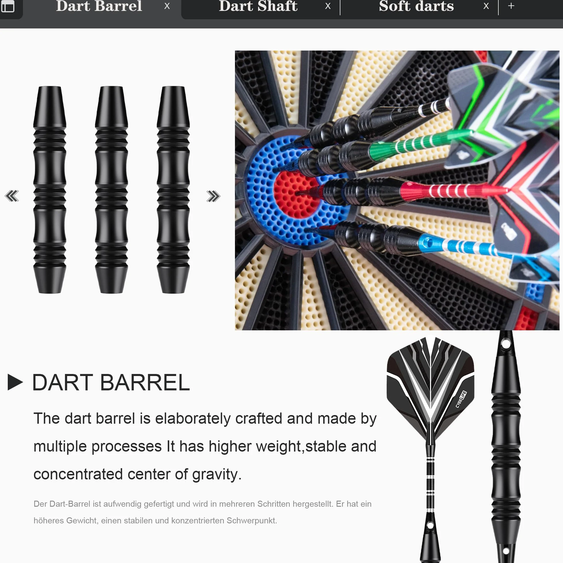 CyeeLife Flechette Pointe Plastique Set de 12 20g Soft Darts pour Cible électronique