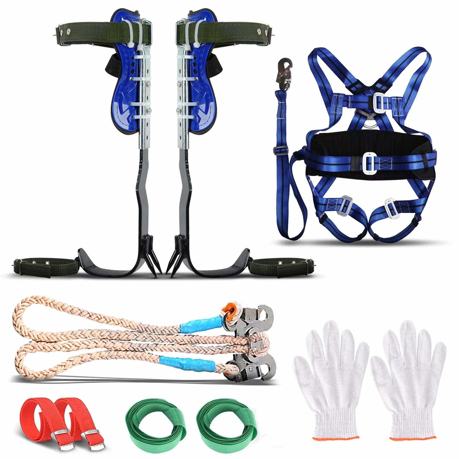 Ensemble de crampons d'escalade dans les arbres avec harnais de sécurité 5 points, équipement de sauvetage et cueillette des fruits