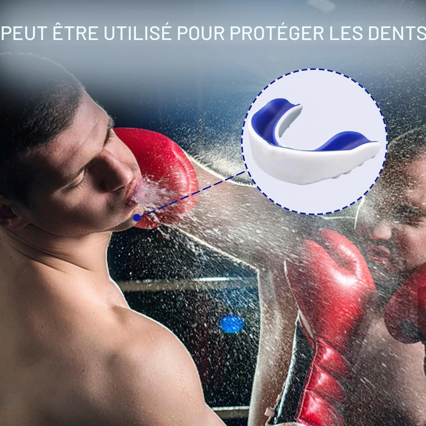 Protège Dents Sport Enfant Moulable Bouclier de Gomme avec Étui Portable Transparent 3 Pièces