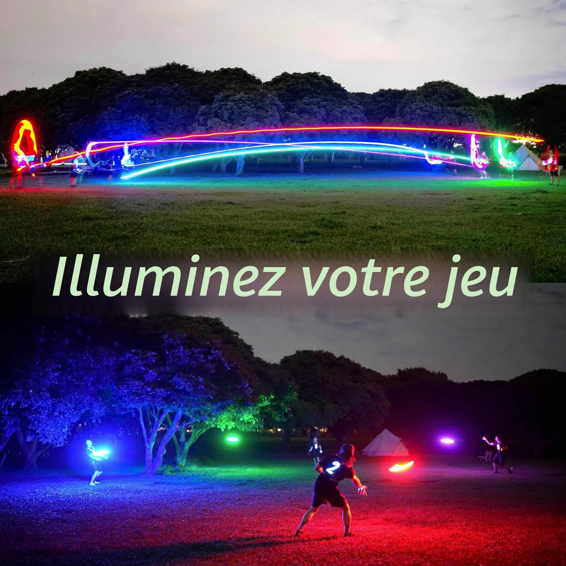 TOSY Disque Volant 36 LED RVB 16 Millions Couleurs Rechargeable Frisbee 175g Cadeau Noël