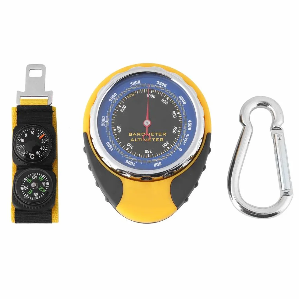 Baromètre Multifonctionnel 4 en 1 Mini Boussole Numérique Altimètre Thermomètre pour Camping