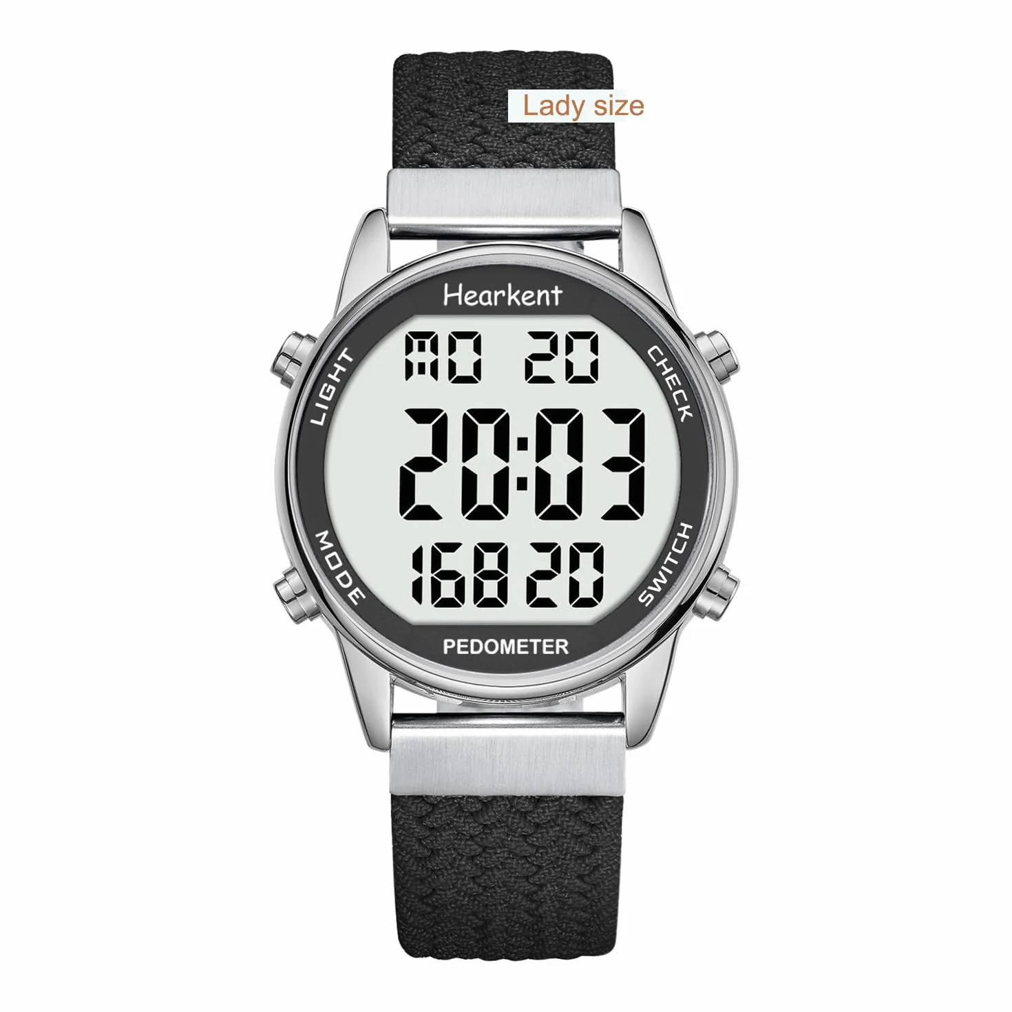 Montre podomètre Femme, Bracelet Nylon, comptage Pas Calories Distance Horloge rétroéclairage
