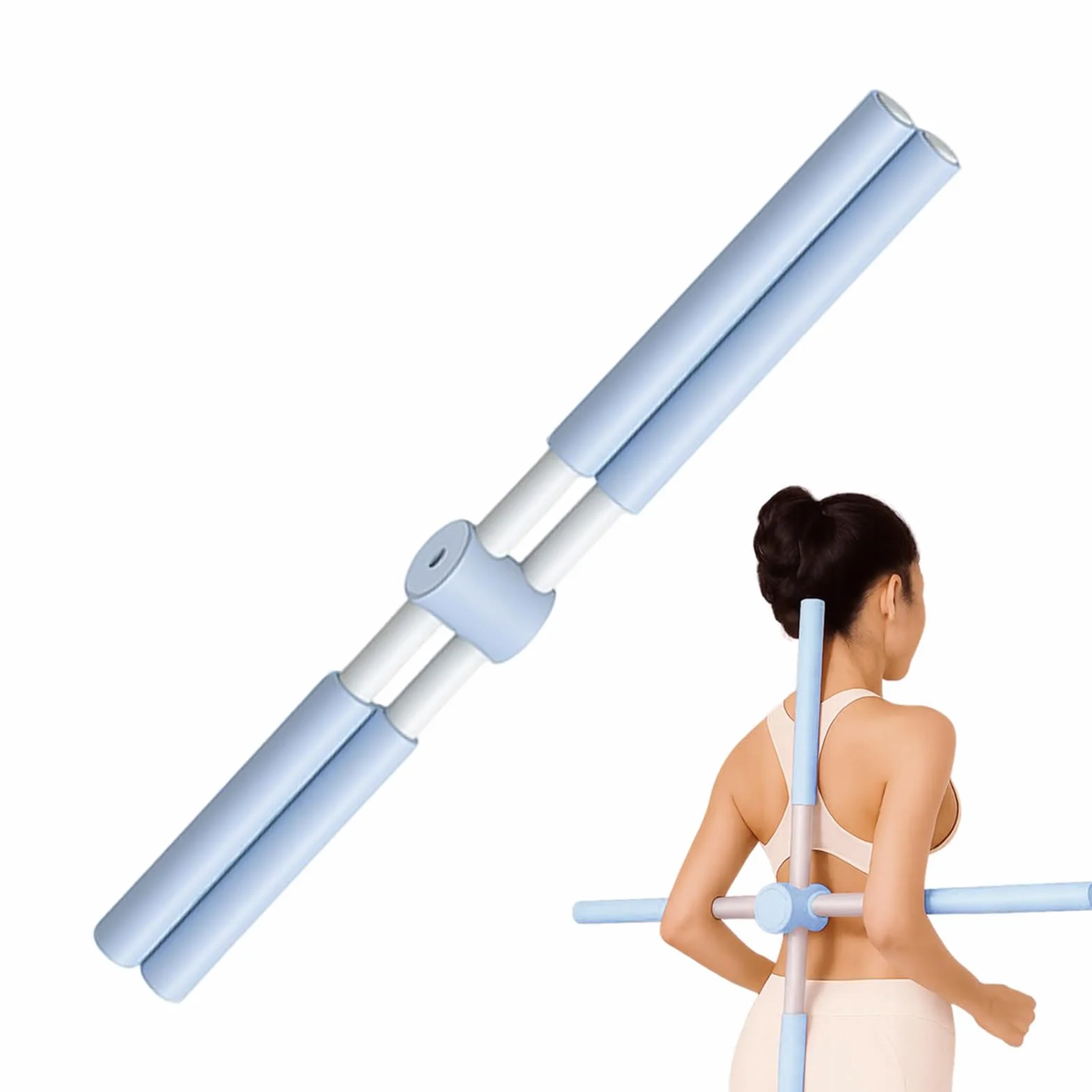 Bâton de Yoga Anti-Bosse Outil d'Étirement pour Dos et Nuque avec Noyau en Acier Inoxydable et Mousse