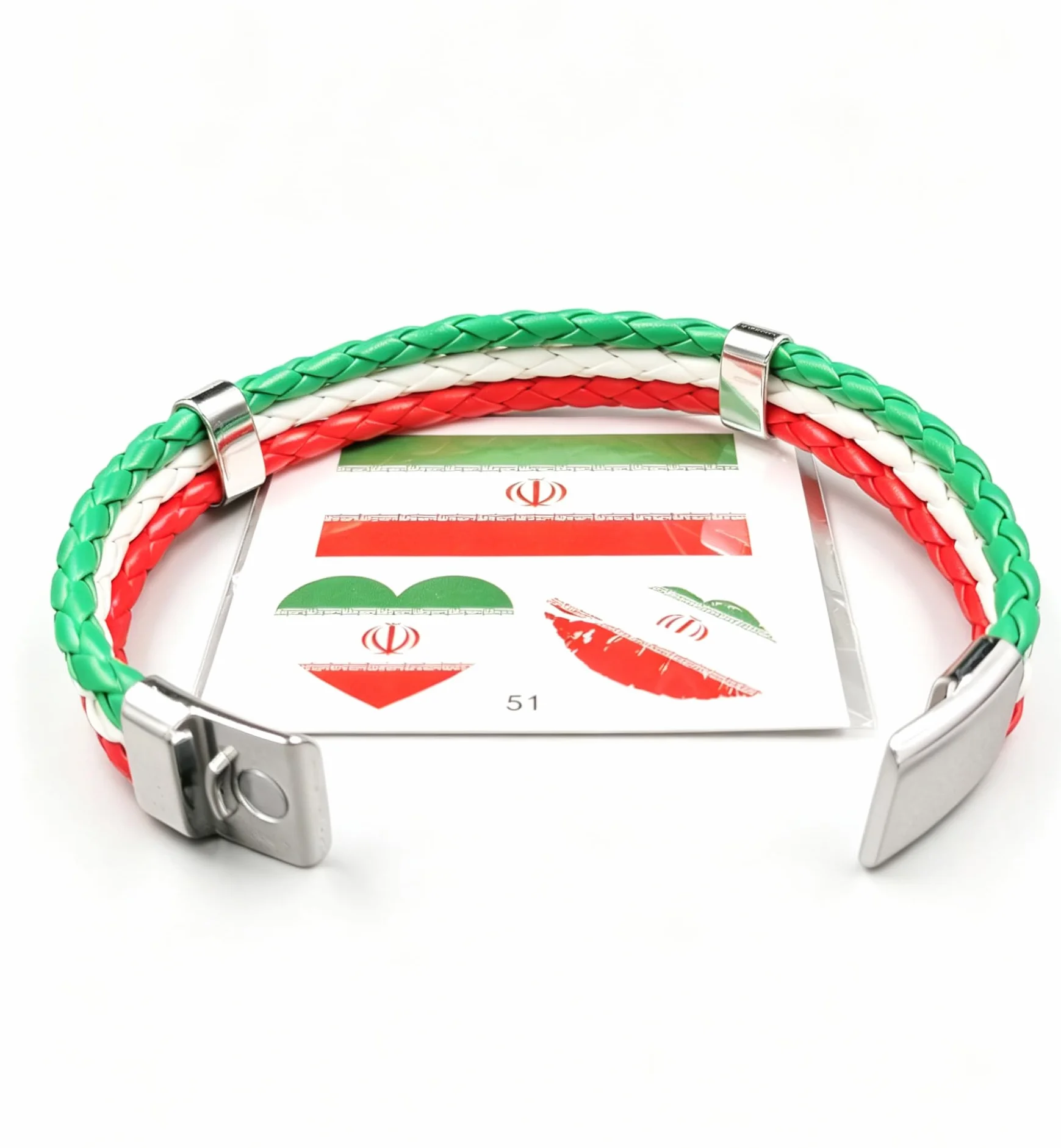 Bracelet en cuir tissé pour fans de football, fermeture en alliage d'acier, soutien équipe nationale