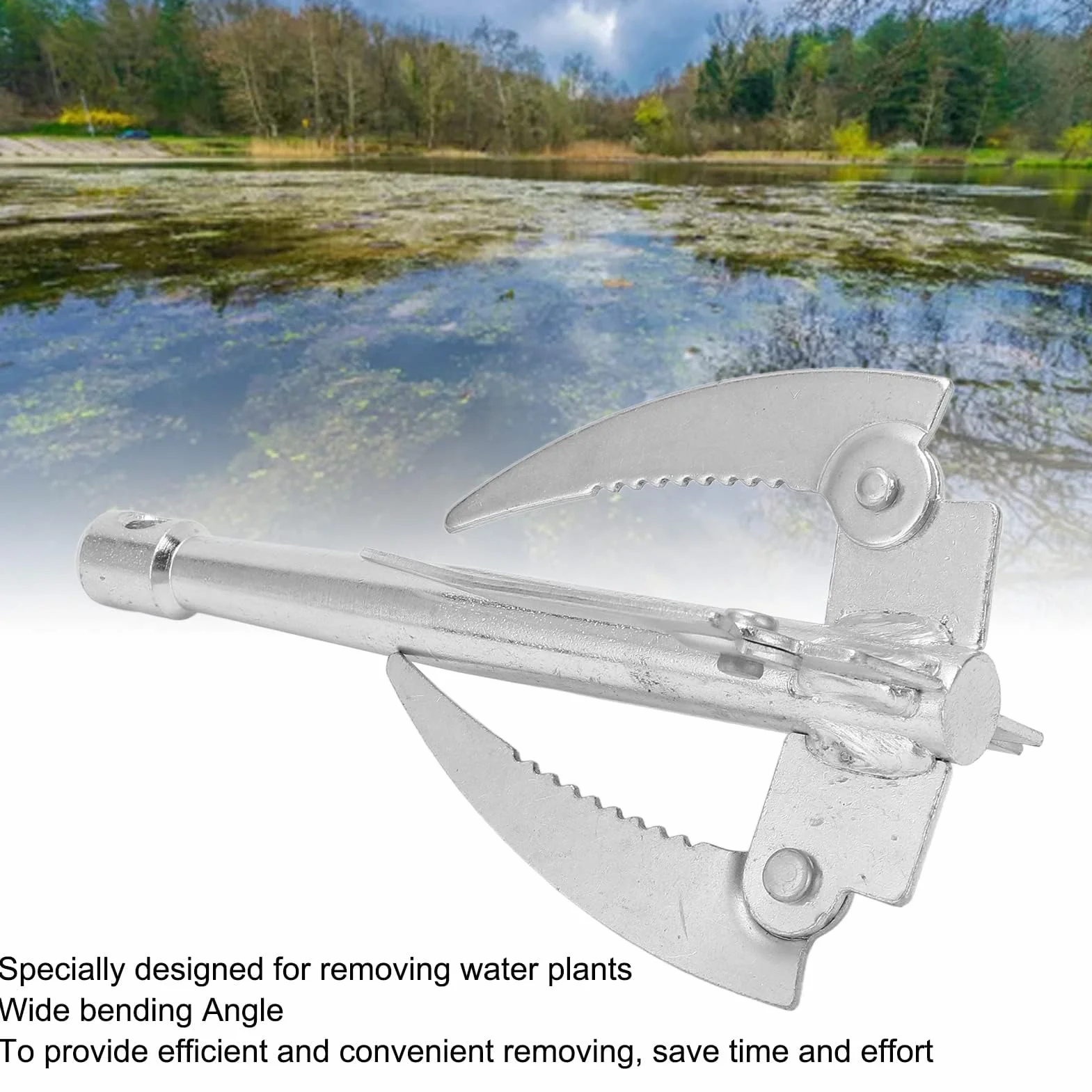 Dilwe Pliant Faucille de Pêche Couteau à Herbes Aquatiques Acier Inoxydable Corde 10m